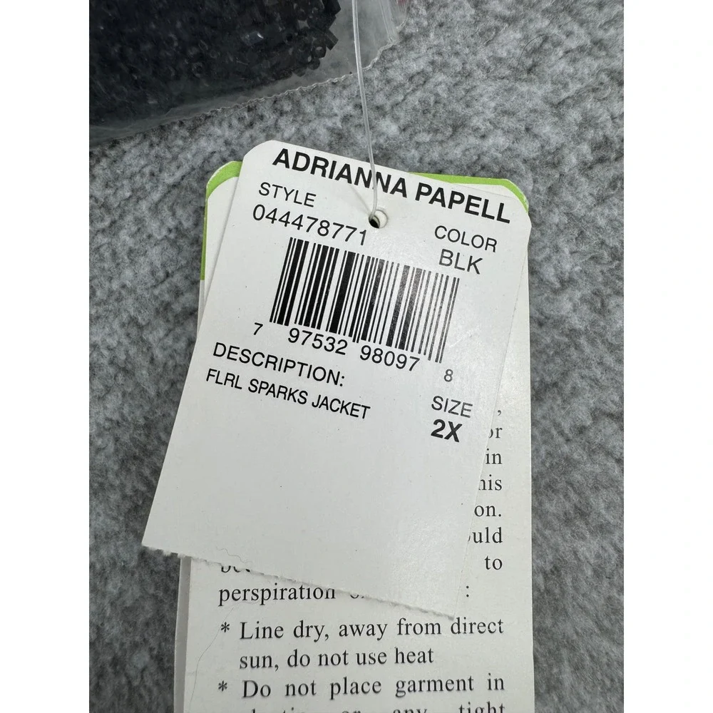 New Papell Boutique Evening Party Jacket Size 2X Black Fully Beaded Open Front